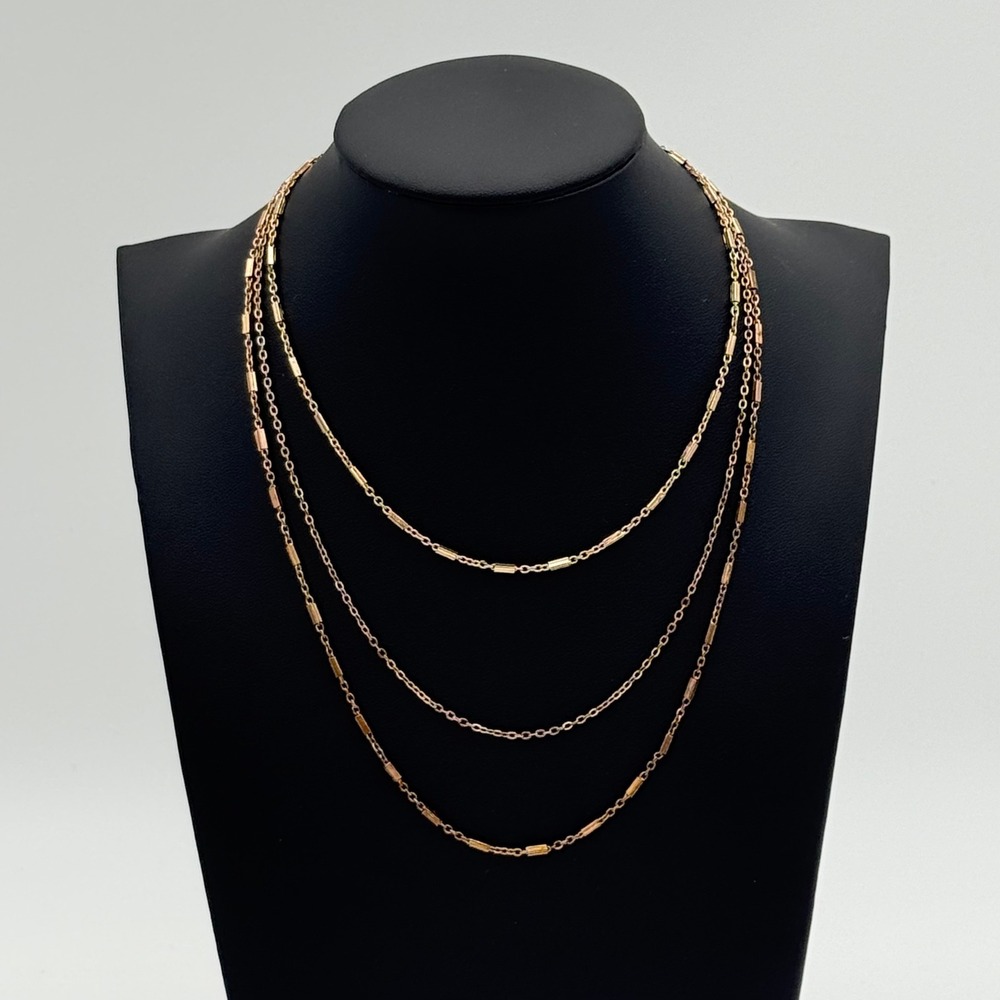 PrettyLittleThing Gold Layered Necklace Multi Row Bar Chain PLT Adjustable